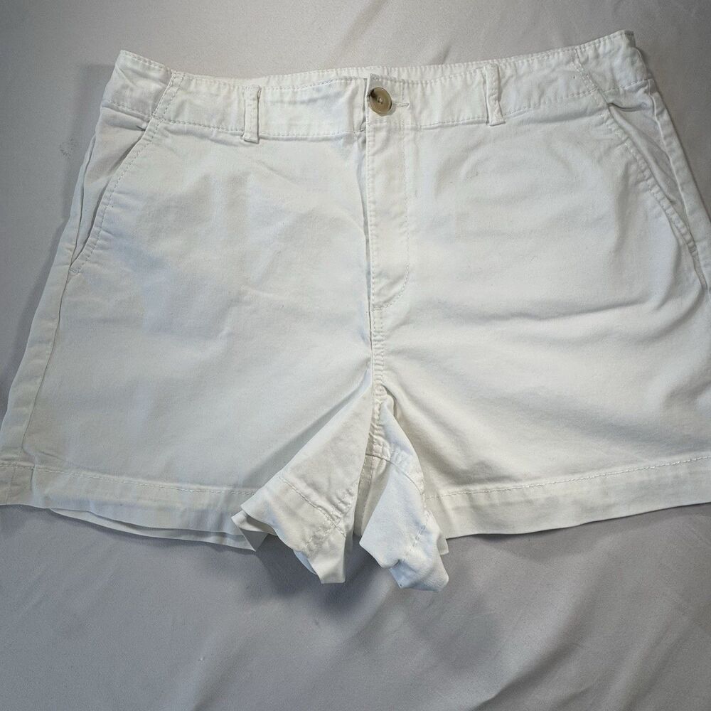 LOFT Washed Twill Shorts Women’s Size 14 White Mid Rise Cotton Casual Summer
